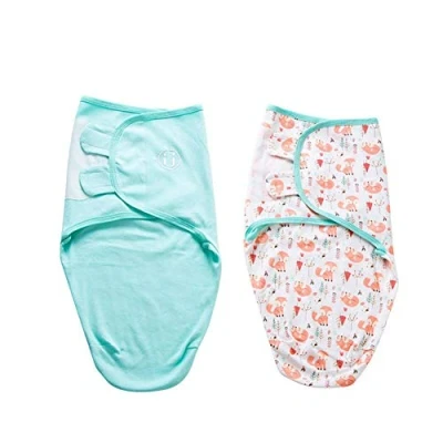 Afbeelding van Babyinpakzak, wikkeldeken, set van 2 stuks, universeel, verstelbare slaapzakdeken voor zuigelingen, baby&#039;s, pasgeborenen, uniseks, 5 7 maanden, turquoise