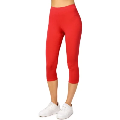 Afbeelding van Merry Style MS MS10 144 LE Dames Capri Leggings Sport Vrijetijdsbroek 3/4 Lengte Viscose Sporbroek Yogabroek Rood XS