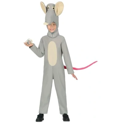 Afbeelding van Fiestas Guirca Verkleed dierenpak muis grijs 2 delig Carnaval kostuum voor kinderen 122/134
