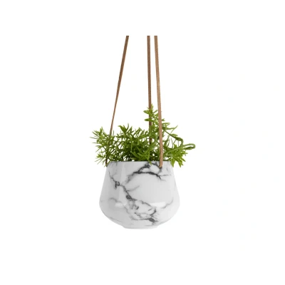 Afbeelding van Pt Bloempot Skittle Hangend Small Marble Wit Ø12,2x9,5cm