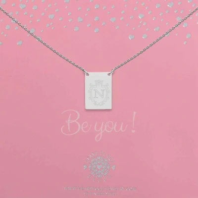 Afbeelding van Heart to Get Zilveren Kettingen Initaal N Letter ketting Initialen Plaatje met initiaal en krans