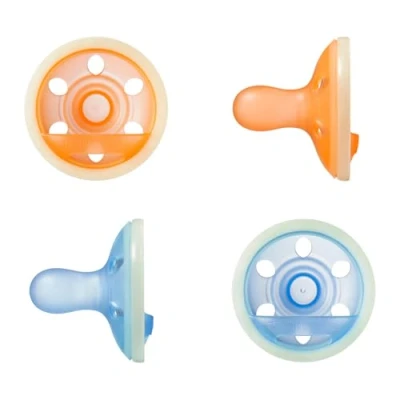 Afbeelding van Tommee Tippee Op de borst lijkende Night Glow fopspeen, 0 6 m, 4 pack, lichtgewicht, eendelig siliconen design