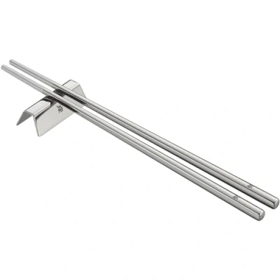 Afbeelding van WMF Nuova Chopstick 6 delig, eetstokjes met bestekbankje voor 2 personen, Cromargan roestvrij staal, gepolijst, vaatwasmachinebestendig