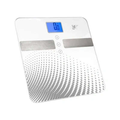 Afbeelding van Digitale Personenweegschaal Met Analyse Tot 150 kg Wit 10 Personen Geheugen Weegschaal Lichaamsanalyse 30 x 0.6 cm