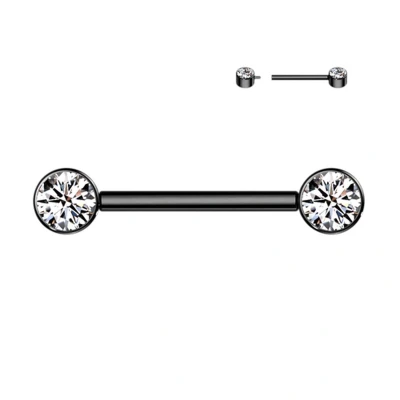 Afbeelding van Piercing titanium steen wit 14mm zwart