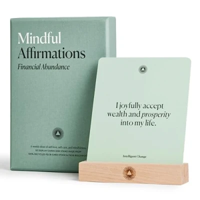 Afbeelding van Intelligent Change Mindful Affirmatiekaarten voor financiële overvloed, dagelijkse inspirerende woorden, geschenken zelfbevestiging, positieve bevestigingen met displaystandaard, dek