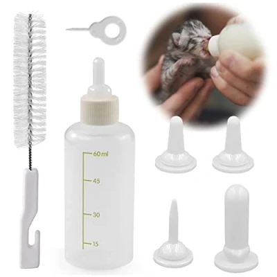 Afbeelding van onebarleycorn Kweekset voor kattenbaby&#039;s, het opmaken van honden, kleine dieren enz., vaatwasmachinebestendig, 1 kweekfles, 4 zuiger, reinigingsborstel,1 gatnaald