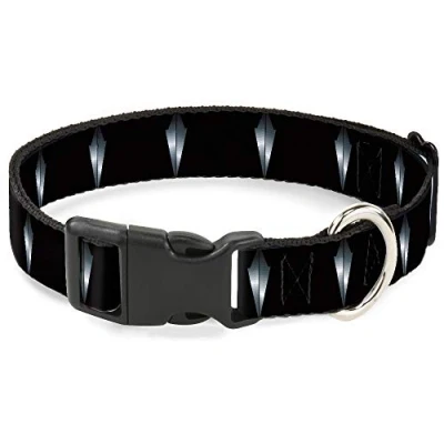 Afbeelding van Buckle Down Hondenhalsband Plastic Clip Zwarte Panter Tand Ketting Zwart Zilver, Multi Color, 1&quot; Breed Past 15 26&quot; Nek Groot (DC BKSR WAV091 1.0 L)