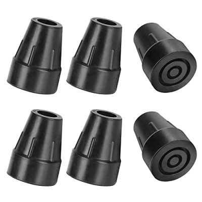 Afbeelding van supregear Riet Tip, 19 mm Non Slip Vervanging Cane Tip voor Walking Crutch Vouwen Accessoire, 6 Pack, Zwart