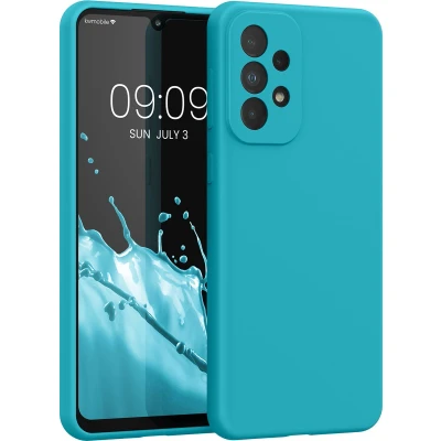 Afbeelding van kwmobile telefoonhoesje geschikt voor Samsung Galaxy A33 5G Hoesje met siliconen coating Smartphone case in ijsblauw