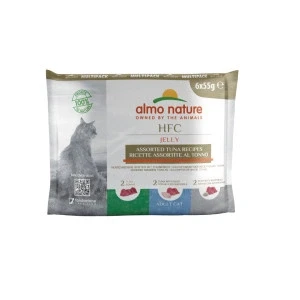 Afbeelding van 12x55g Maaltijdzakjes 3 smaken Tonijn in Gelei Almo Nature Classic Kattenvoer