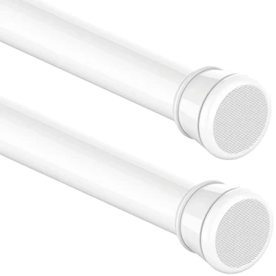 Afbeelding van Douchestang, 2 stuks, zonder boren, douchegordijnstang, telescoopstang voor kasten, badkamer, kledingkast, doe het zelf projecten, 65 85 cm, wit (diameter 25 mm)