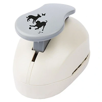 Afbeelding van Ideen mit Herz Jumbo ponsmachine, honden, motiefgrootte: 6,8 cm x 6,7 motiefperforator voor papier cadeaulabels en kaarten knutselen tuin, huisdier, kinderverjaardag, verhuizing, scrapbooking