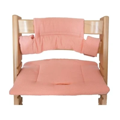 Afbeelding van Kadem® Zitkussen 100% biologisch katoen Classic kussen stoelbekleding hoge stoel 2 delig geschikt voor Stokke Tripp Trapp kinderstoel machinewasbaar eenvoudige snelle bevestiging koraal