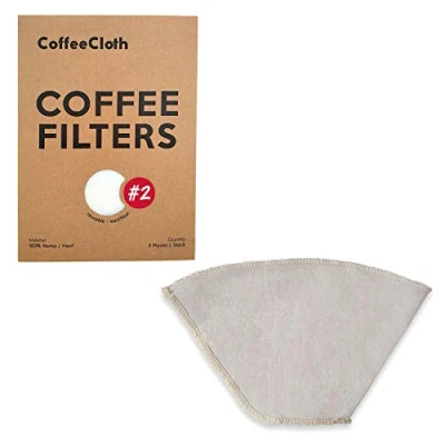 Afbeelding van Earthtopia Set van 3 herbruikbare koffiefilters stof, 100% hennep, filterzakken voor koffiezetapparaat en handfilter, permanent filter, herbruikbaar filter (3, maat 2)