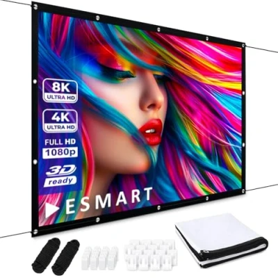 Afbeelding van ESMART Spanscherm Flex [Grootte naar keuze] 221 x 125 cm (100&quot;) 16:9 Home Theater Beamer Projectiescherm Outdoor Canvas LCD LED