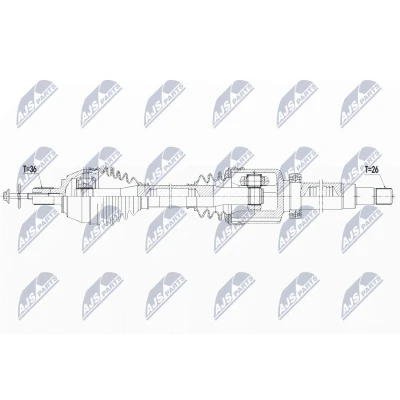 Afbeelding van NTY NPW VV 125 Aandrijfas Vooras rechts 918mm Handgeschakeld VOLVO: V50, C30, S40 II