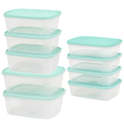 Afbeelding van Checkmart Meerdelige Voorraadpotten, Plastic Bakjes, Stapelbare en Luchtdichte Koelkast/Vriesdozen met Deksel Lunchboxen BPA vrij [18 PACK 9 Containers Deksels]