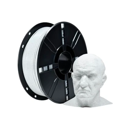 Afbeelding van iBOSS marmer PLA+ filament 1,75 mm, PLA Plus 3D printerfilament, steen, 1 kg, wit voor afdrukken van beelden