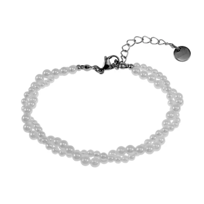 Afbeelding van 19cm Tot 23cm Armband Dames RVS Gevlochten Witte Natuurlijke Schelp Parelsarmband Verstelbaar