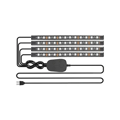 Afbeelding van Binnenverlichting voor auto, ledstrips met Upgrade applicatie controle en controller, waterdicht, onder het dashboard, muzieksynchronisatie USB poort, 4 stuks, 48 leds