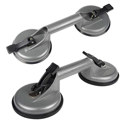 Afbeelding van EXLECO 2 stuks zuignappen 100 kg vacuümzuiger met dubbele grijs voor tegels, glas, hout