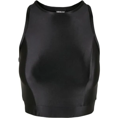 Afbeelding van Urban Classics Ladies Cropped Shiny TOP Top, Dames, Maat: XS, Schwarz