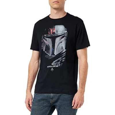 Afbeelding van Star Wars Heren Mandalorian Shadows T shirt, Schaduwen Zwart, M