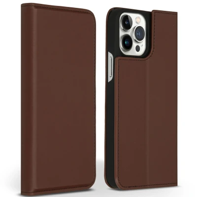 Afbeelding van Apple iPhone 13 Pro Max Hoesje Echt leder Accezz Bookcase Bruin Telefoonhoesje