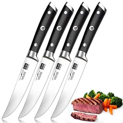 Afbeelding van SHAN ZU Duitse Stalen Steakmessen, 4 Delige Steakmessen Met 6,5 inch Mes, Cheermesscherpte, Roestbescherming