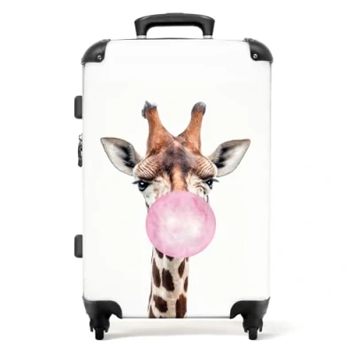 Afbeelding van NoBoringSuitcases.com® Kinderkoffer meisje giraf Trolley koffer kind 20 kg bagage