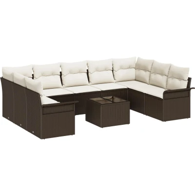 Afbeelding van vidaXL 9 delige Tuin Sofa Set met Kussens Grijs Poly Rattan