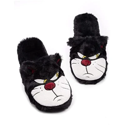 Afbeelding van Disney Assepoester Lucifer Slippers Fluffy Cat Womens Dames Zwart 36 37 EU