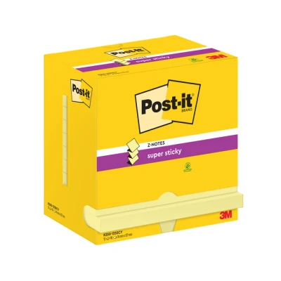 Afbeelding van Memoblok 3M Post it Z Note S350 Super Sticky 76x127mm geel