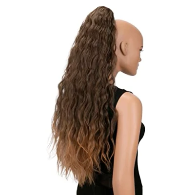 Afbeelding van CAISHA 70 cm Extra Lang Volumineus Golvend Haarstukje Met Clip On Vlecht Paardenstaart Hittebestendige Synthetische Vezels Bruin Mix H710
