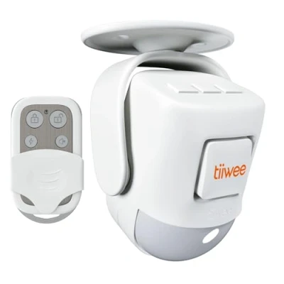 Afbeelding van tiiwee X4 PIR bewegingsmelder alarm met afstandsbediening 120 dB uitbreidbaar alarminstallatie binnen veiligheidstechniek inbraakbeveiliging 2 jaar garantie