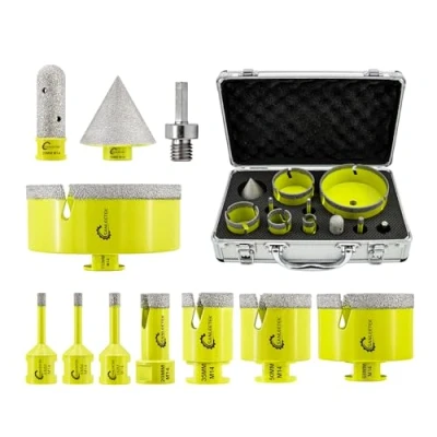 Afbeelding van SANLEETEK Diamantboor, 11 stuks (6/6/8/20/35/50/68/110 mm + 20 __PLACEHOLDER_BRAND_1__ snijder 50 afschuinboor adapter) voor keramiek, porselein, marmer, graniet