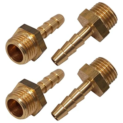 Afbeelding van SKIR&#039;CO 4 stuks mannelijke schroefdraad weerhaak messing fitting 1/4&quot; x 6 mm, slang prikkeldraad adapter, slangstaart connector, BSP