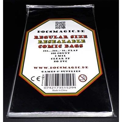 Afbeelding van Docsmagic.de 100 Resealable Regular Size Comic Bags 184 x 266 2 Mil