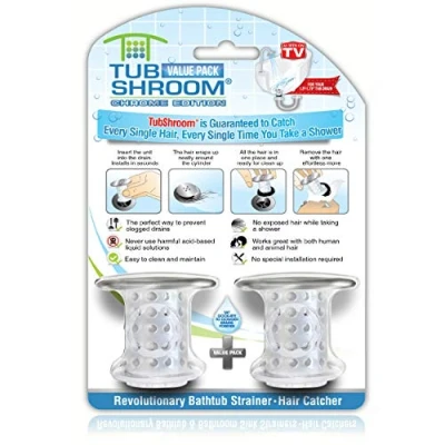 Afbeelding van TubShroom Chrome Edition Revolutionaire Tub Drain Protector Haarvanger, trainer, snare, 2 stuks