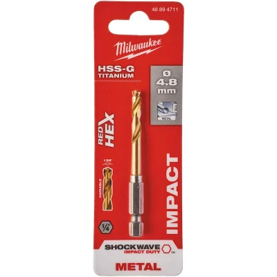 Afbeelding van Milwaukee Metaalboor Hss g Tin Red Hex Shockwave 4.8 Mm