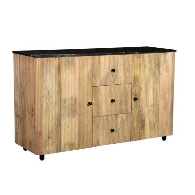 Afbeelding van Brix Pebbles dressoir 140 cm naturel/zwart Hout