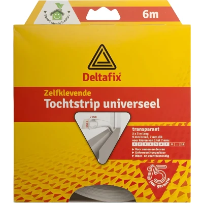Afbeelding van Tochtstrip tochtwering transparant zelfklevend universeel 6 m x 9 mm 7 Tochtstrippen