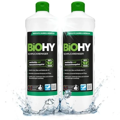 Afbeelding van BiOHY Sieradenreiniger (2 x 1l Fles) ACTIEVE SCHIJNENVORMULA Concentratie voor elk ultrasoon apparaat Duurzame en milde reiniging glazen sieraden (Schmuckreiniger)
