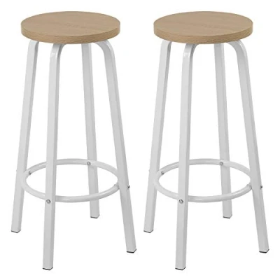 Afbeelding van WOLTU Barkrukken Zwart Set van 2 in MDF Poten metalen,Barstoel Bistrokruk Industriële stijl BH237sz