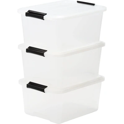 Afbeelding van IRIS Topbox Opbergbox 15L Kunststof Transparant Set van 3
