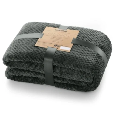 Afbeelding van DecoKing Henry knuffeldeken van 150 x 200 cm, grafiet, deken, microvezel, woondeken, sprei, fleece, zacht, behaaglijk, Scandinavische stijl, grijs/antraciet