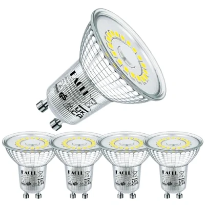 Afbeelding van EACLL GU10 LED Lamp Koel Wit, 4.8W Gelijk aan 75W Halogeenlampen, 4 pack, 6000K 585lm AC 230V Geen Flikkering Verlichting, Stralingshoek 120 Spots, Niet Dimbaar Reflectorlamp
