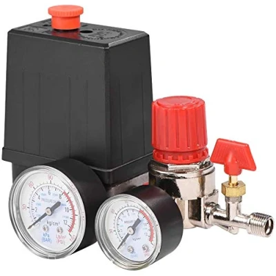 Afbeelding van Drukschakelaar compressor drukregelaar luchtcompressor kunststof kleine afmetingen manometer
