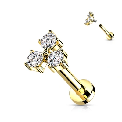 Afbeelding van Cluster CZ Triangle goud kleur 1.2X6